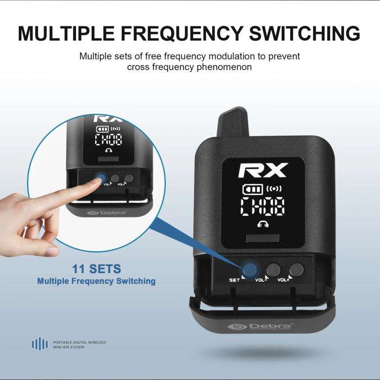 DEBRA ST-mini 2.4G Stereo Wireless Monitor System Receiver + Earphones(Black)
