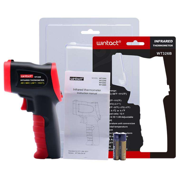 Wintact WT326B Portable Infrared Thermometer, Measuring Range: -50 to 600 Degrees Celsius(Black Red)