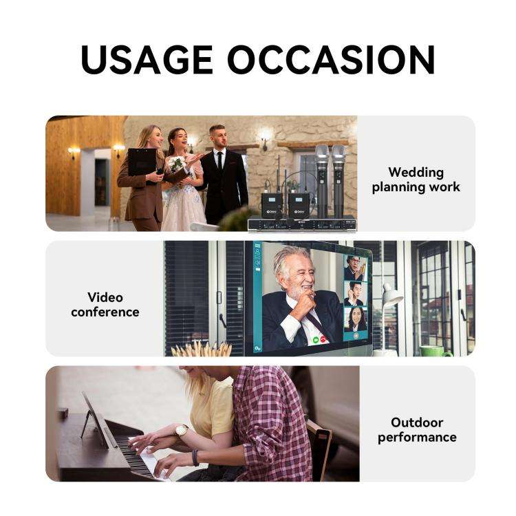DEBRA R404 UHF Wireless Microphone 4-in-1 Professional Stage Performance Conference Handheld Mic(...
