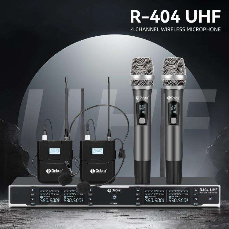 DEBRA R404 UHF Wireless Microphone 4-in-1 Professional Stage Performance Conference Handheld Mic(...