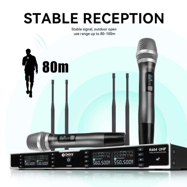 DEBRA R404 UHF Wireless Microphone 4-in-1 Professional Stage Performance Conference Handheld Mic(...