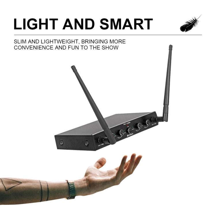 DEBRA AU-400 UHF Wireless Microphone System 4-in-1 for Performance Conference KTV, Model:2 Handhe...