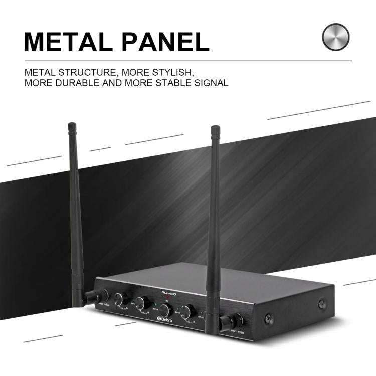 DEBRA AU-400 UHF Wireless Microphone System 4-in-1 for Performance Conference KTV, Model:2 Handhe...