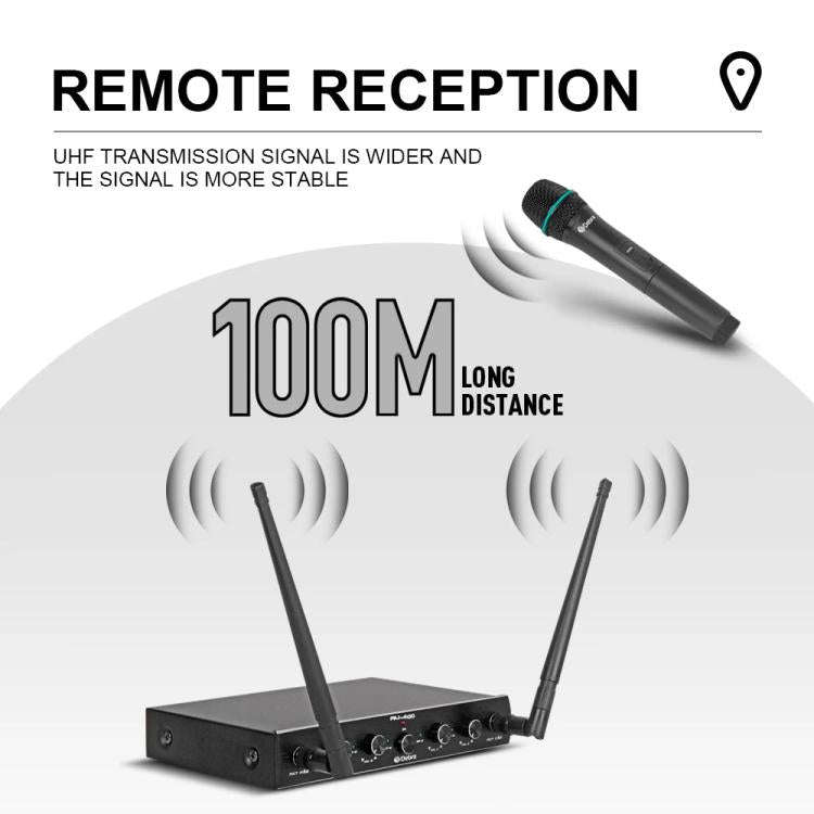 DEBRA AU-400 UHF Wireless Microphone System 4-in-1 for Performance Conference KTV, Model:2 Handhe...