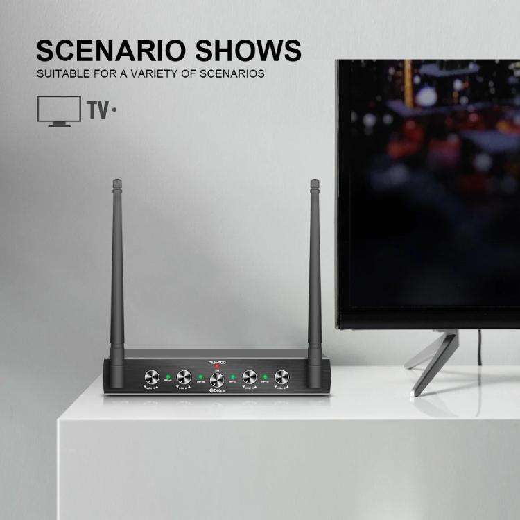 DEBRA AU-400 UHF Wireless Microphone System 4-in-1 for Performance Conference KTV, Model:2 Handhe...