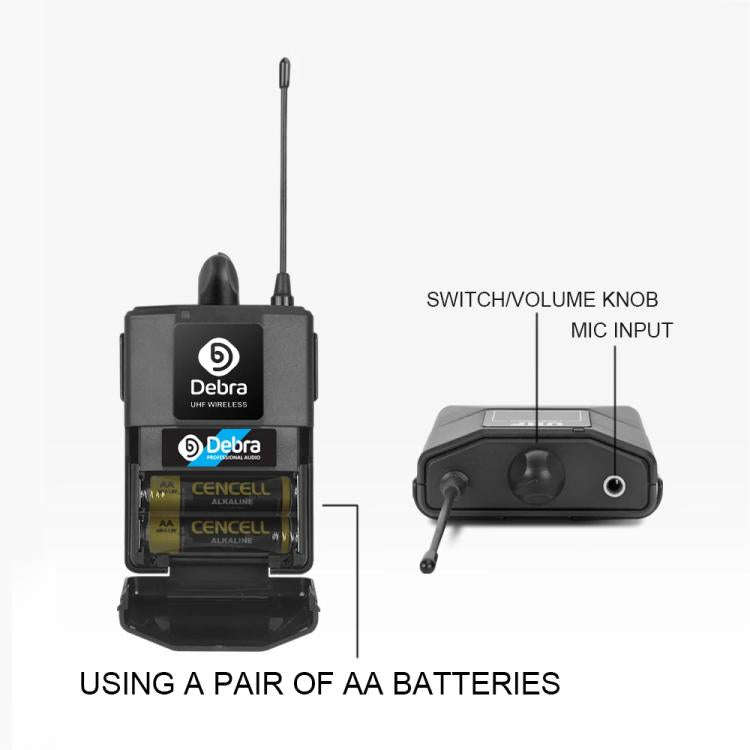 DEBRA AU-400 UHF Wireless Microphone System 4-in-1 for Performance Conference KTV, Model:2 Handhe...