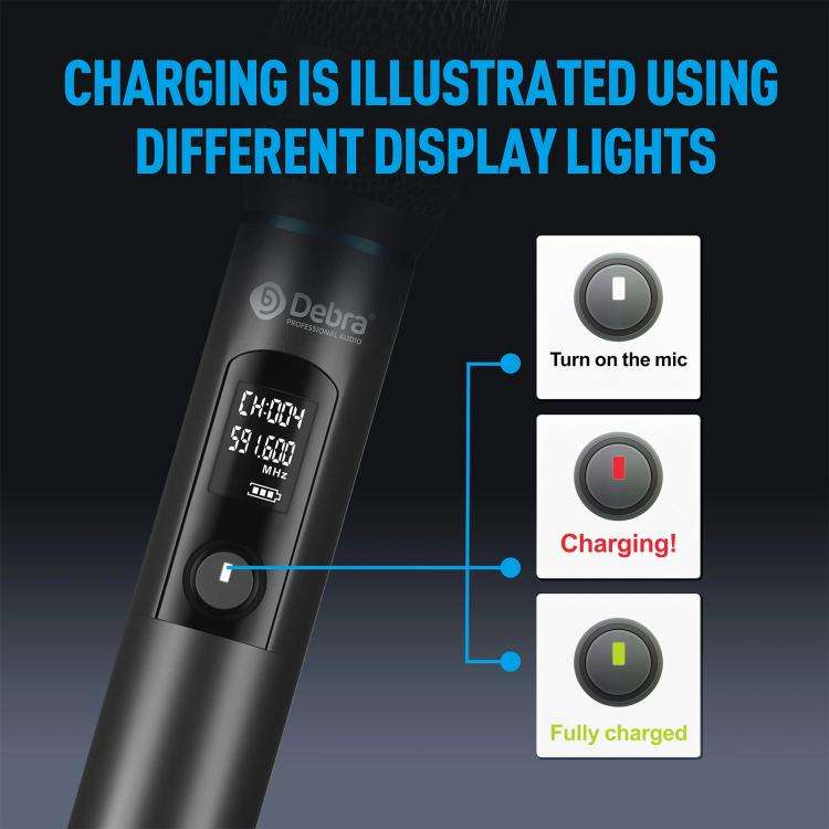DEBRA UX-400 UHF Wireless Rechargeable Microphone System 4-in-1(EU Plug)