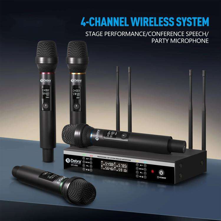 DEBRA UX-400 UHF Wireless Rechargeable Microphone System 4-in-1(AU Plug)