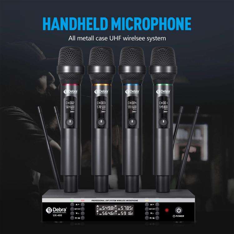 DEBRA UX-400 UHF Wireless Rechargeable Microphone System 4-in-1(AU Plug)