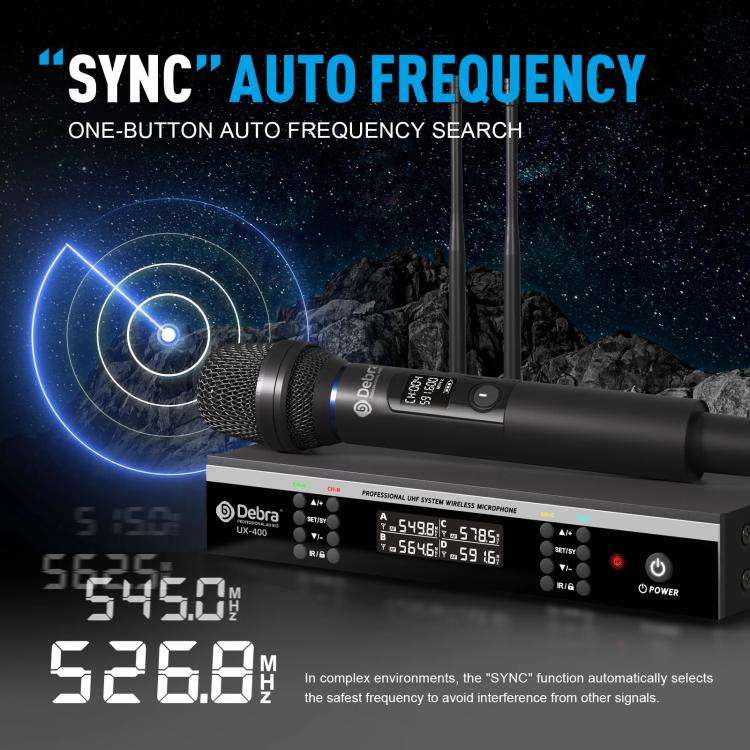 DEBRA UX-400 UHF Wireless Rechargeable Microphone System 4-in-1(AU Plug)