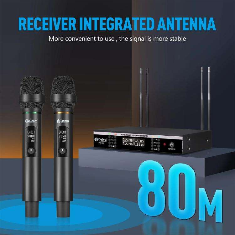 DEBRA UX-400 UHF Wireless Rechargeable Microphone System 4-in-1(EU Plug)
