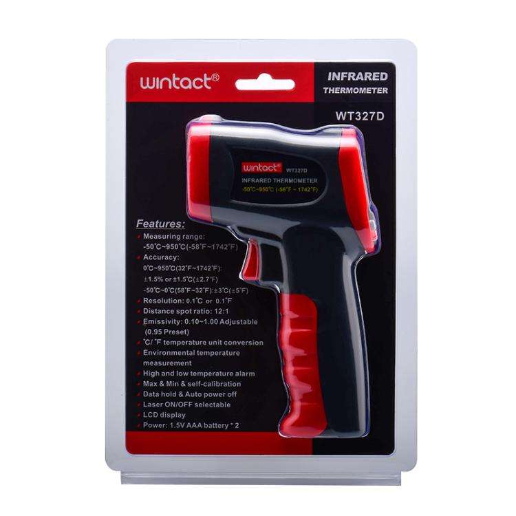 Wintact WT327D portable infrared thermometer, measuring range: -50 to 950 degrees Celsius(Black Red)