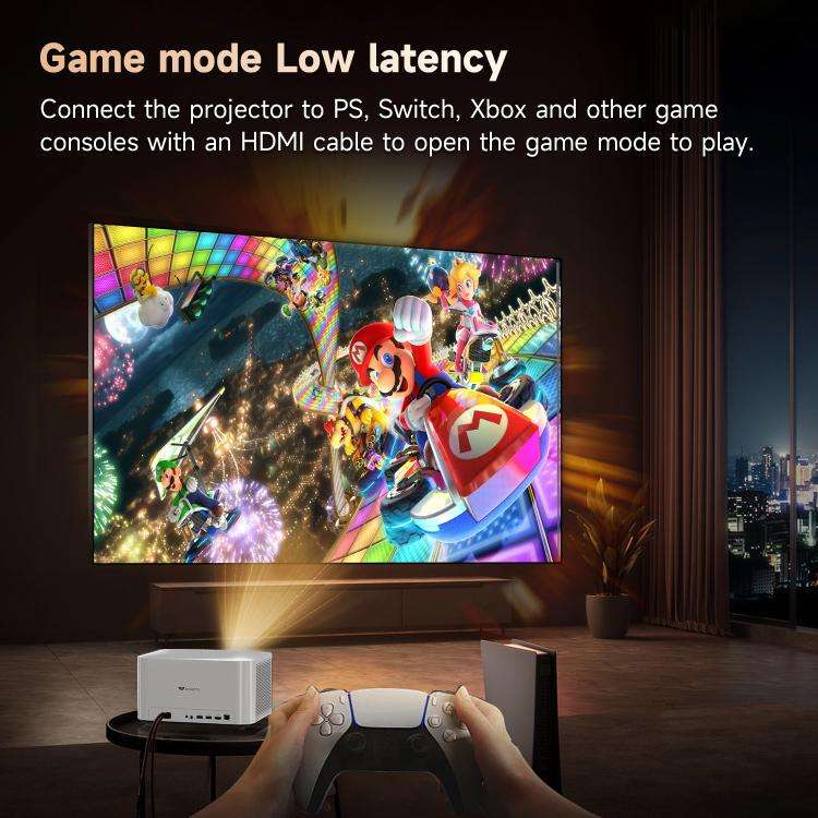 WOWOTO WWT-BL06E Android 9.0 4.45 inch LCD Display 1920x1080P 1000ANSI Smart Projector(UK Plug)