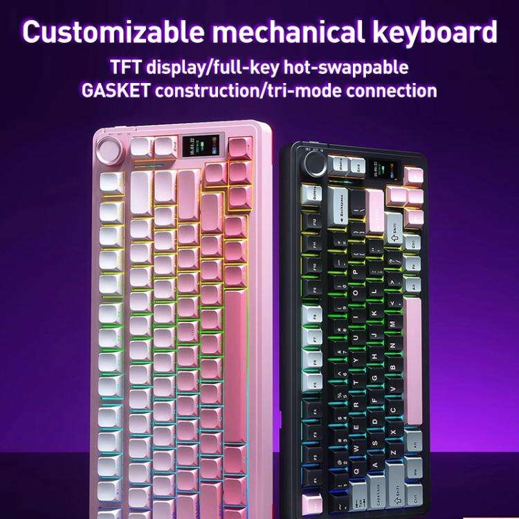 AULA S75 Pro 80 Keys wired/2.4G/Bluetooth Three Model Customizable Gradient Mechanical Keyboard(G...