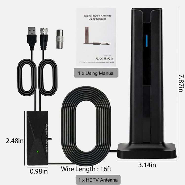 4K HD Digital TV Antenna ATSC Terrestrial Wave Antenna Receiver(Black)