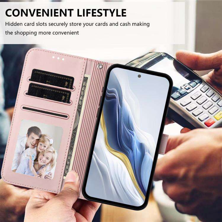 For Doogee Note 56 / Note 56 Pro Embossed Heart Cat Leather Phone Case with Hand Strap(Pink)