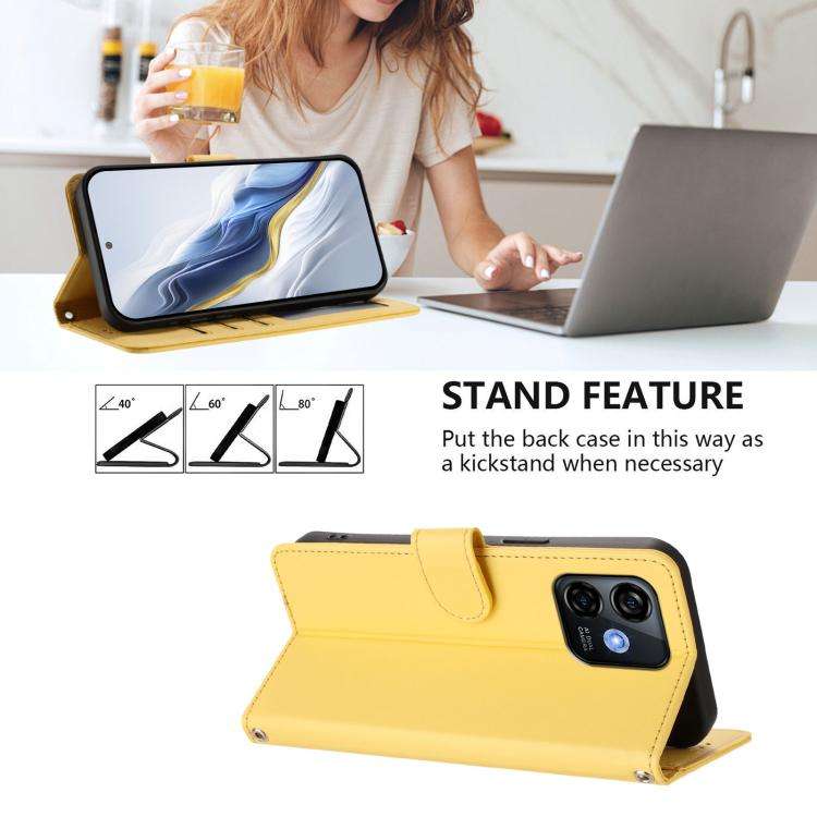 For Ulefone Note 16 Pro Embossed Heart Cat Leather Phone Case with Hand Strap(Yellow)