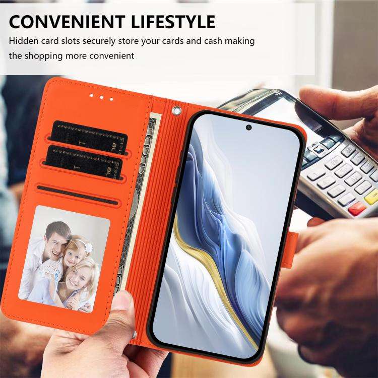 For Ulefone Note 18 Ultra / 18 Pro Embossed Heart Cat Leather Phone Case with Hand Strap(Orange)