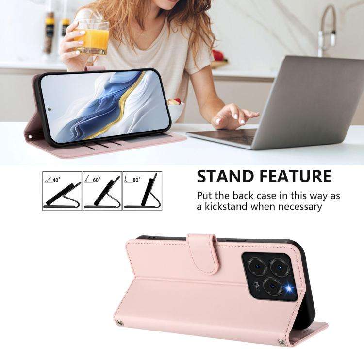 For Ulefone Note 20 Pro Embossed Heart Cat Leather Phone Case with Hand Strap(Pink)
