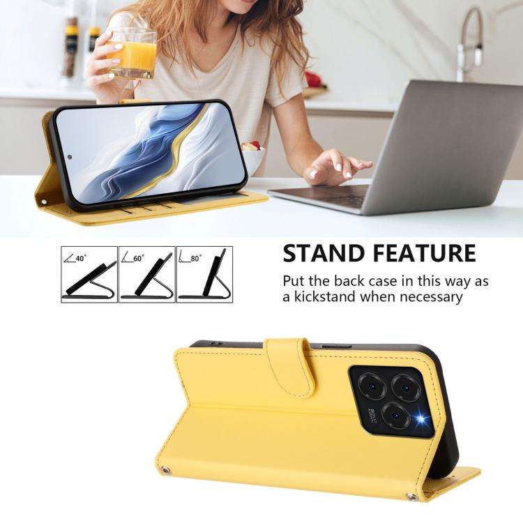 For Ulefone Note 20 Pro Embossed Heart Cat Leather Phone Case with Hand Strap(Yellow)