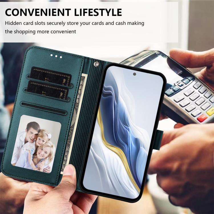 For Ulefone Note 20 Pro Embossed Heart Cat Leather Phone Case with Hand Strap(Dark Green)