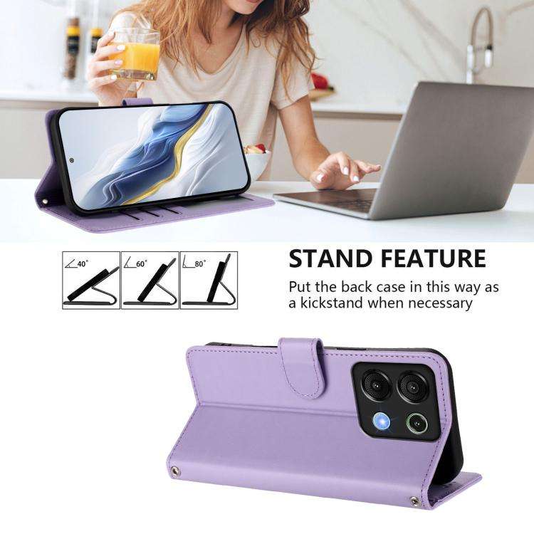 For Umidigi G9 5G / Note 9 5G Embossed Heart Cat Leather Phone Case with Hand Strap(Light Purple)