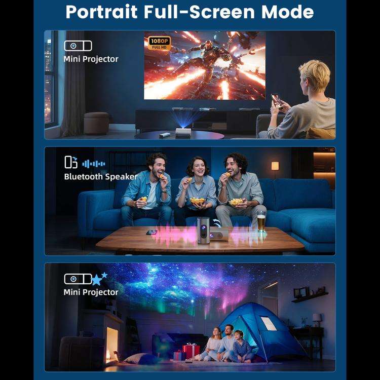 Q8 1080P 180ANSI LCD Display Smart Projector 1GB+8GB Auto Focus(EU Plug)