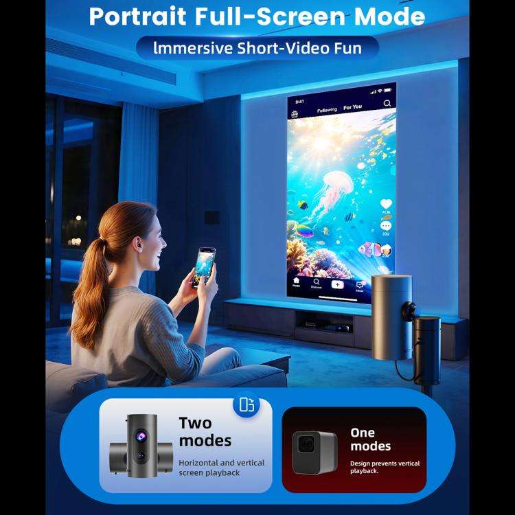 Q8 1080P 180ANSI LCD Display Smart Projector 1GB+8GB Electric Focus(US Plug)