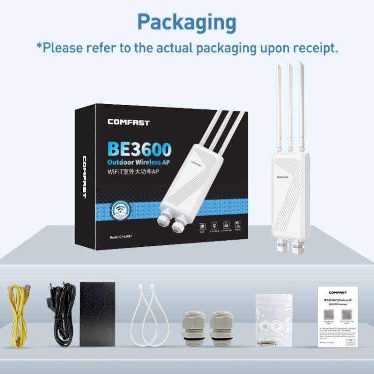 COMFAST CF-EW87 3600Mbps Dual-Band WiFi7 Outdoor Wireless AP, Plug:EU Plug(White)