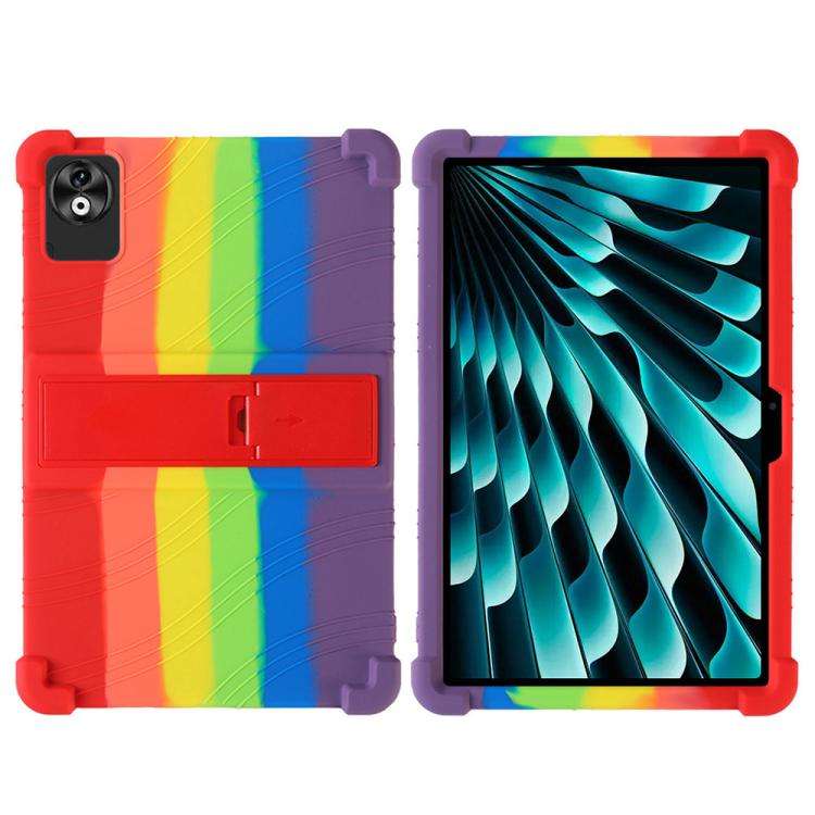 For DOOGEE T40 Pro Shockproof Silicone Tablet Protective Case with Holder(Rainbow)
