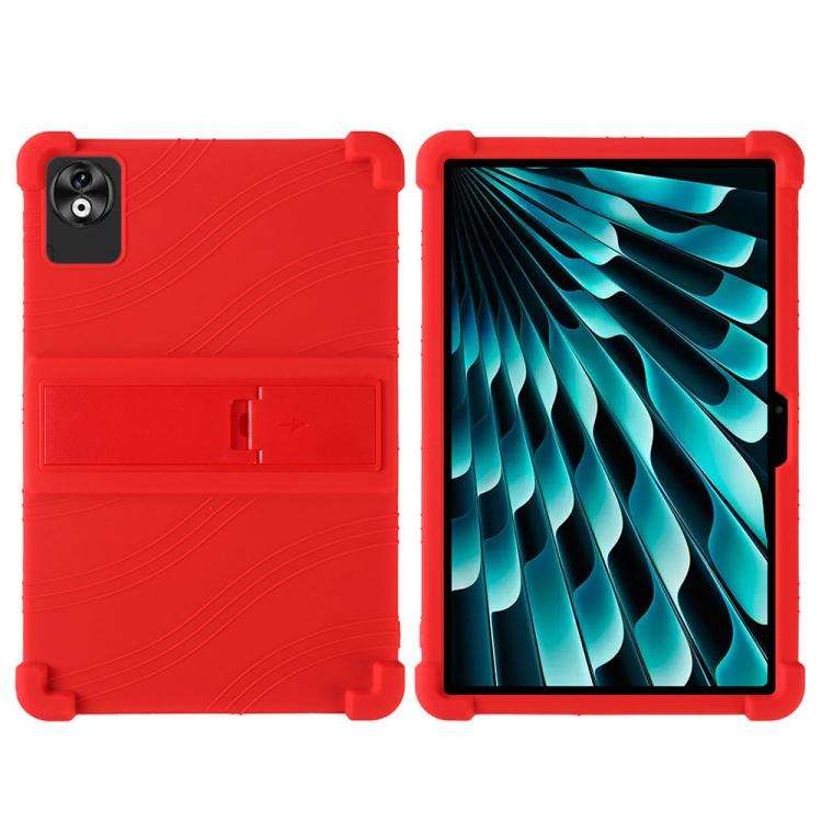 For DOOGEE T40 Pro Shockproof Silicone Tablet Protective Case with Holder(Red)
