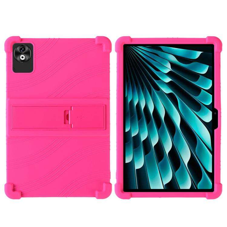 For DOOGEE T40 Pro Shockproof Silicone Tablet Protective Case with Holder(Rose Red)