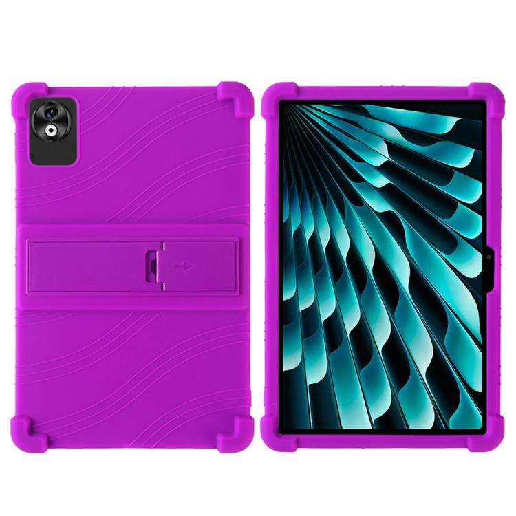 For DOOGEE T40 Pro Shockproof Silicone Tablet Protective Case with Holder(Purple)