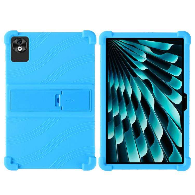 For DOOGEE T40 Pro Shockproof Silicone Tablet Protective Case with Holder(Sky Blue)
