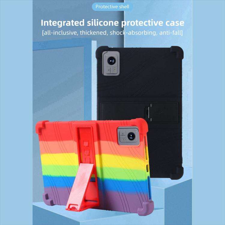 For DOOGEE T40 Pro Shockproof Silicone Tablet Protective Case with Holder(Rainbow)