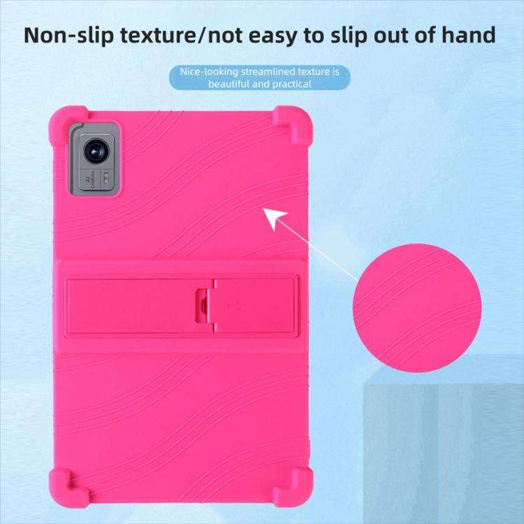 For DOOGEE T40 Pro Shockproof Silicone Tablet Protective Case with Holder(Rose Red)