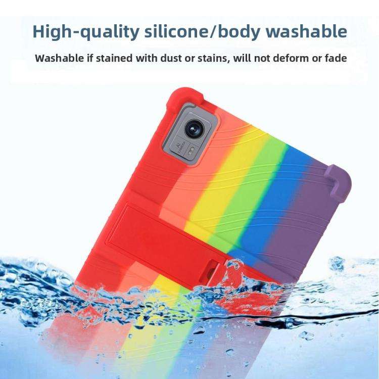 For DOOGEE T40 Pro Shockproof Silicone Tablet Protective Case with Holder(Rainbow)