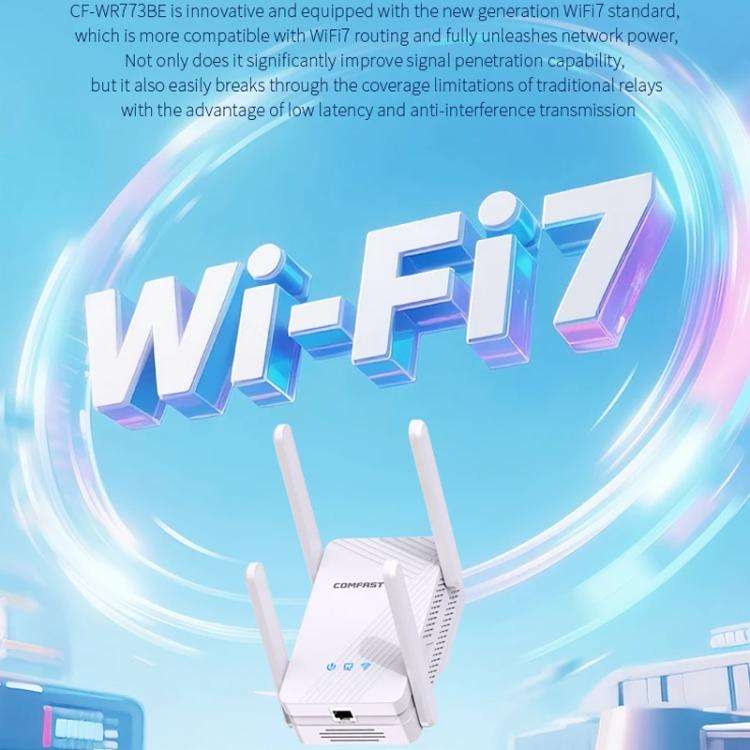 COMFAST CF-WR773BE 3570Mbps WiFi7 Signal Extender Dual Band Gigabit Wireless Repeater, Plug:UK Pl...
