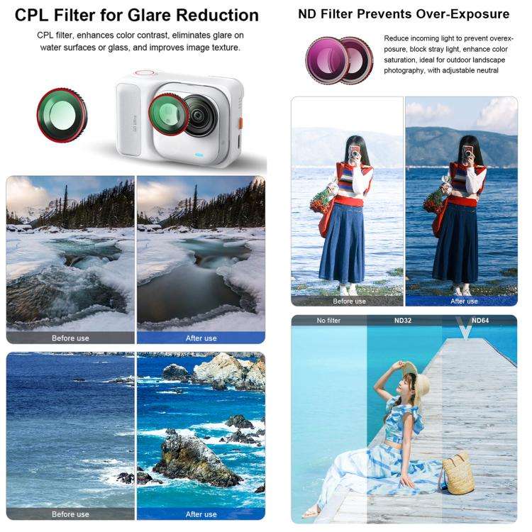 For Insta360 GO Ultra STARTRC Camera Lens Filter, Filter:4 in 1 ND32/64 UV CPL
