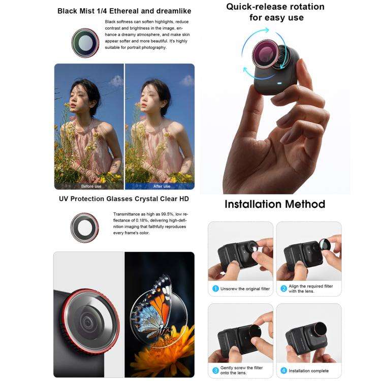 For Insta360 GO Ultra STARTRC Camera Lens Filter, Filter:4 in 1 ND32/64 UV CPL