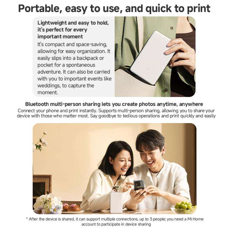Original Xiaomi Mijia Pocket Photo Printer Pro(White Silver)