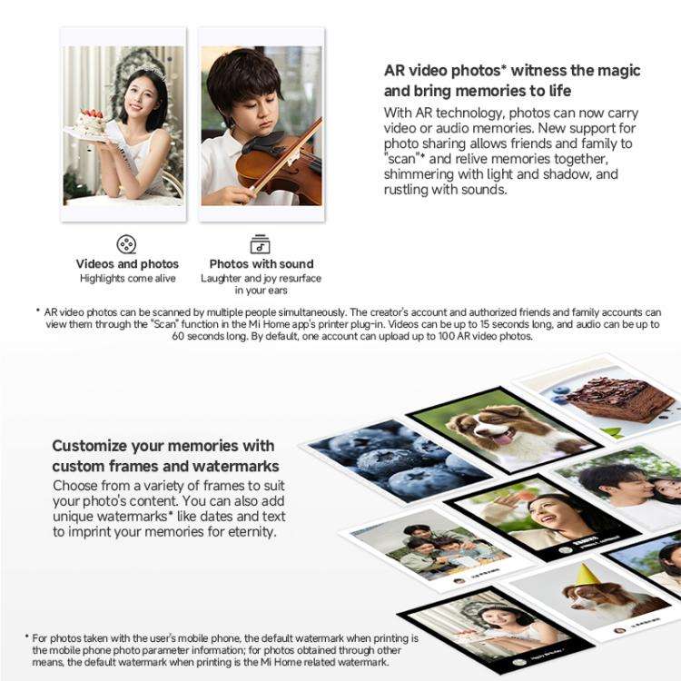 Original Xiaomi Mijia Pocket Photo Printer Pro(White Silver)