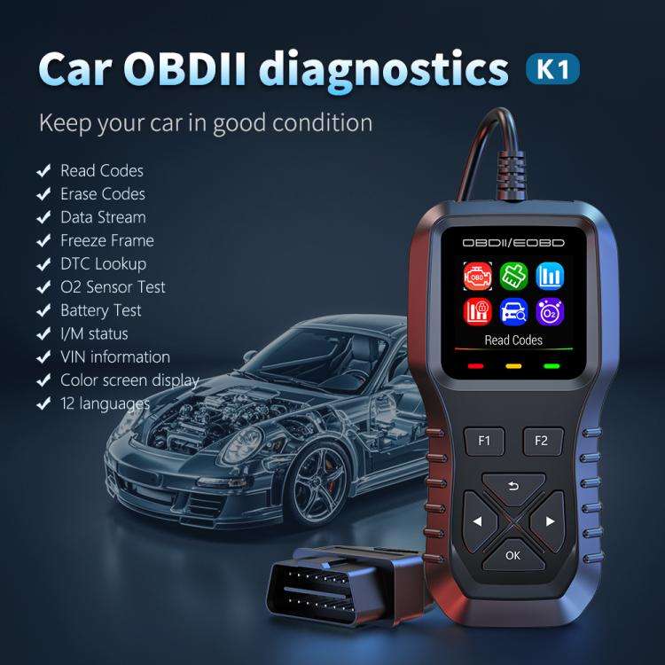 K1 Car OBDII Diagnostic Tool Smart Engine Fault Detector(Grey Black)