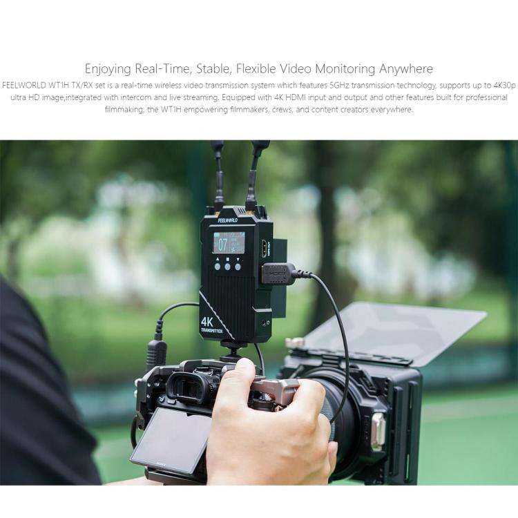 FEELWORLD WT1H 4K Wireless Video Transmission System Dual HDMI-compatible Full Duplex Intercom Li...
