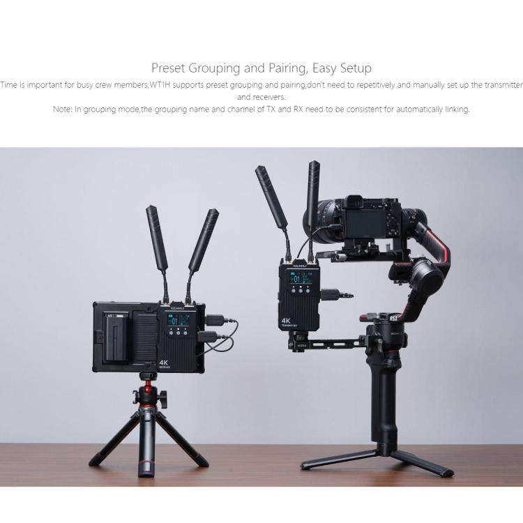 FEELWORLD WT1H 4K Wireless Video Transmission System Dual HDMI-compatible Full Duplex Intercom Li...
