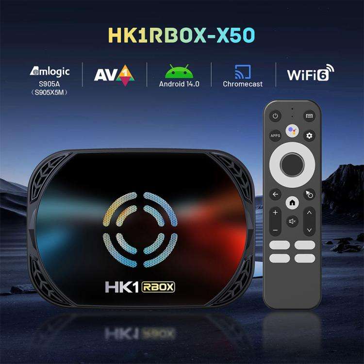 HK1 RBOX X50 Android 14 Smart TV Box with Remote Control, 4GB+128GB, Amlogic S905A Quad-Core(AU P...