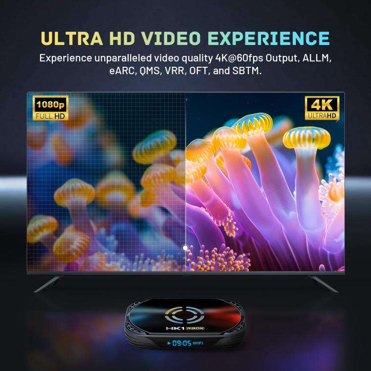 HK1 RBOX X50 Android 14 Smart TV Box with Remote Control, 4GB+64GB, Amlogic S905A Quad-Core(AU Plug)