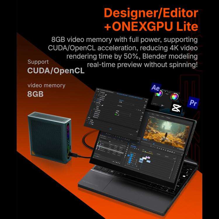ONE-NETBOOK ONEXGPU Lite AMD Radeon RX 7600M XT 8GB Pocket Graphics Card Dock(Dark Grey)