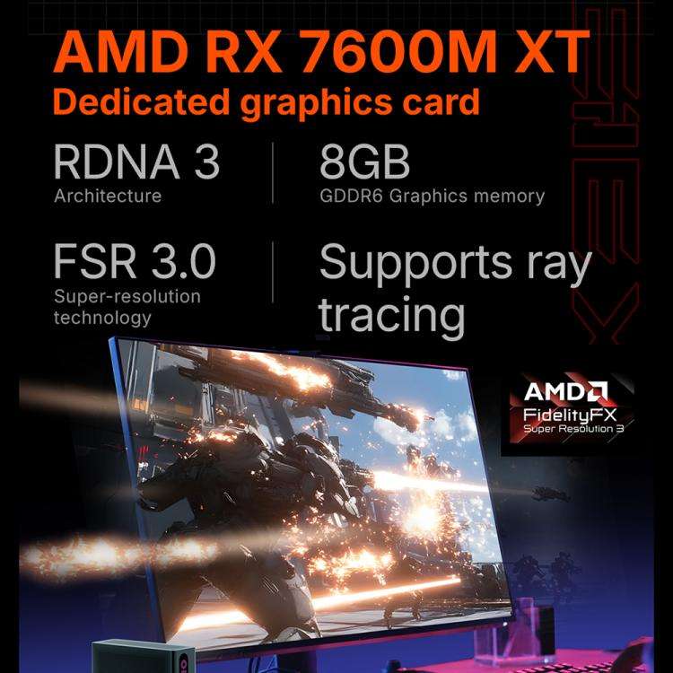 ONE-NETBOOK ONEXGPU Lite AMD Radeon RX 7600M XT 8GB Pocket Graphics Card Dock(Dark Grey)
