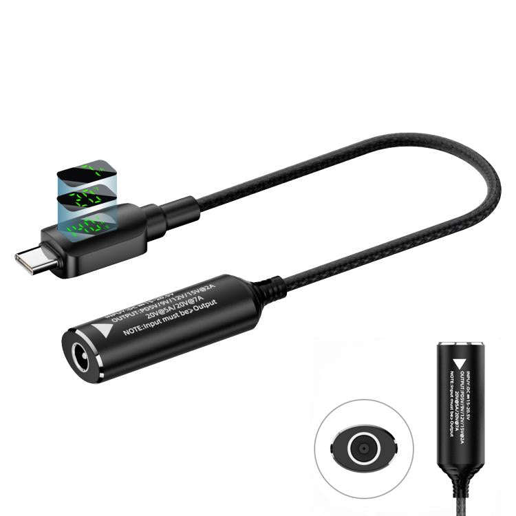 DC 6.0 x 0.6mm to Type-C Male 140W Digital Display Laptop Charging Adapter Connector